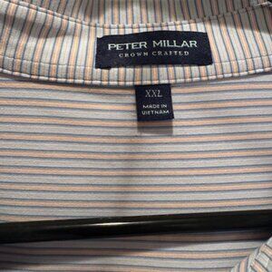 Men's XXL Peter Millar Crown Crafted Striped Polo Light Blue Pink